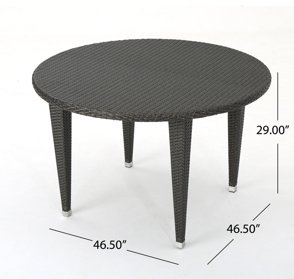 GDF Studio 5-Piece Sol y Luna Outdoor Wicker Dining Set, Gray