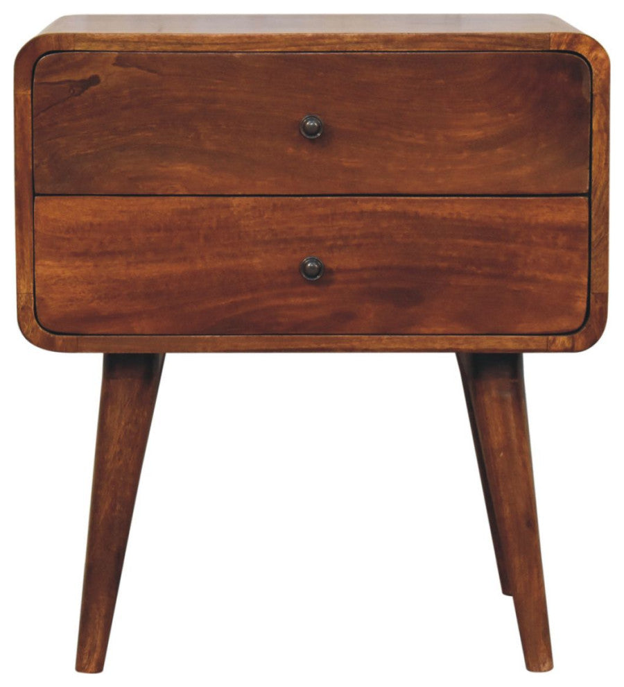 Large Curved Chestnut Bedside