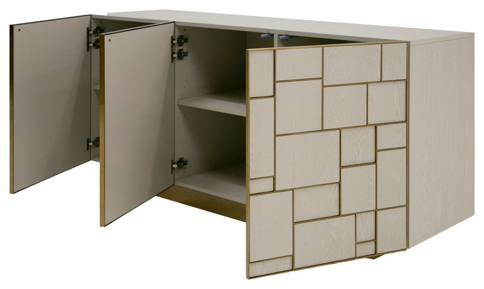 Modrest Auer Mid-Century Modern Cream Ash + Gold Buffet