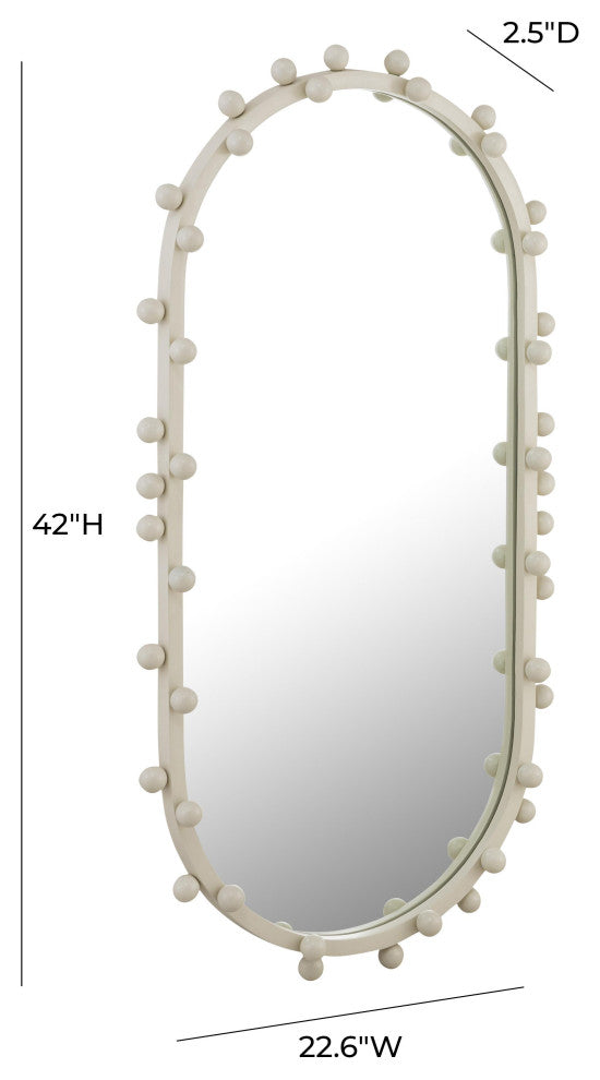 TOV Furniture Bubbles Ivory Large Oval Wall Mirror