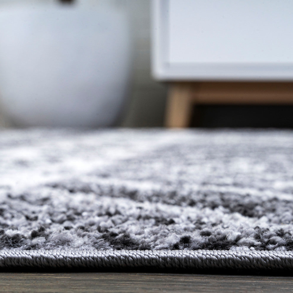 Sura Modern Kilim Geometric Gray/Anthracite 2 ft. x 8 ft. Runner Rug