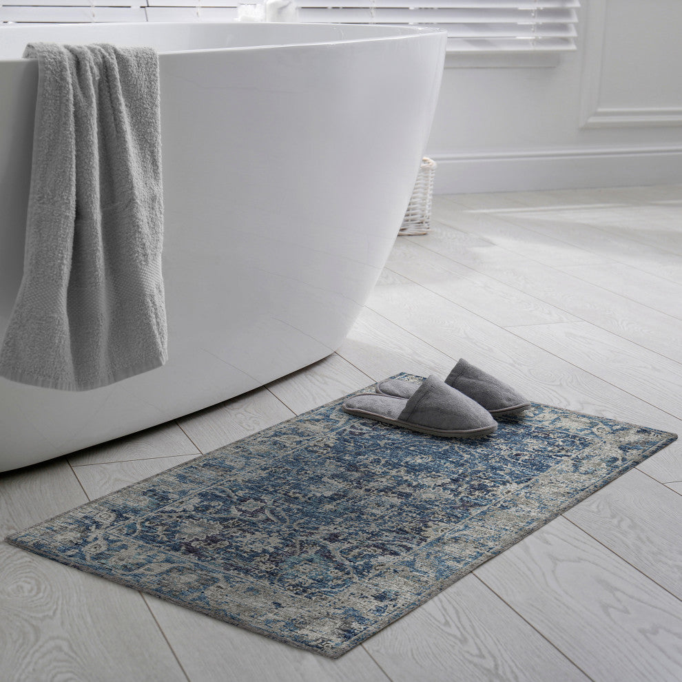 Indoor/Outdoor Marbella MB2 Navy Machine Washable 1'8" x 2'6" Rug