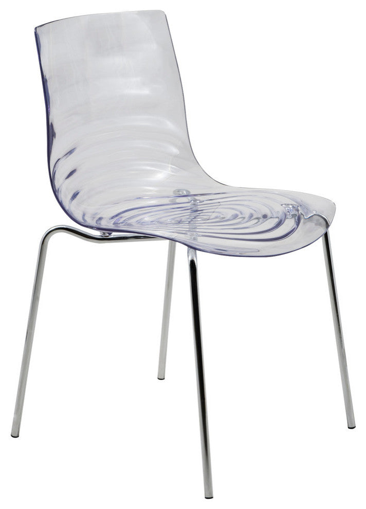 Leisuremod Astor Plastic Dining Chair With Chrome Base, Clear