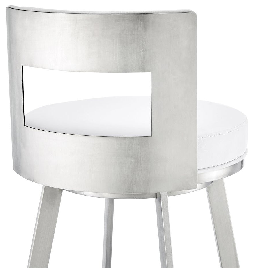 Flynn Swivel Counter or Bar Stool in Faux Leather and Metal