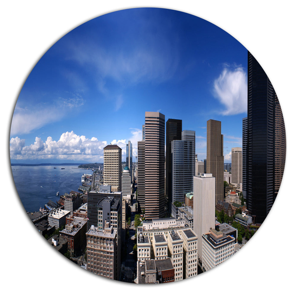 Seattle Downtown From Smith Tower, Cityscape Wall Round Wall Art, 36"