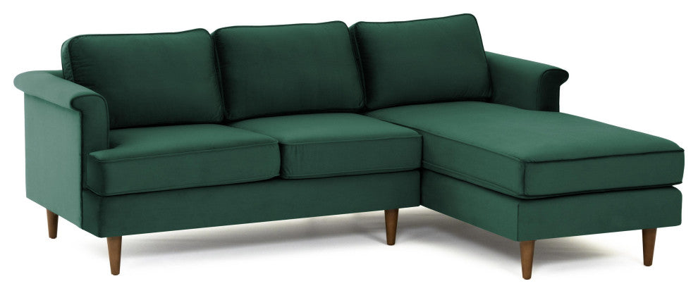 Porter Forest Green Velvet Sectional RAF