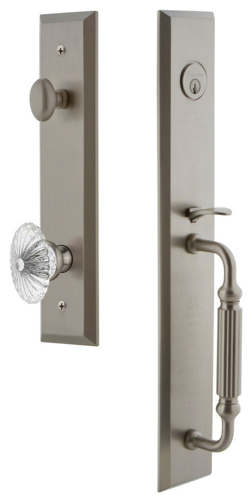 Fifth Avenue 1-Piece Dummy Handleset, F Grip and Burgundy Knob, 849381