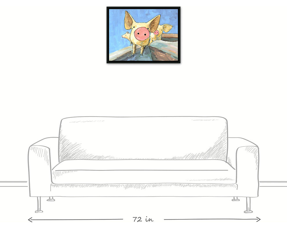 Three Little Pigs 18x24 Black Floating Framed Canvas