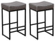 16.54" Gray Backless Metal Barstools With PU Upholstered, Set of 2