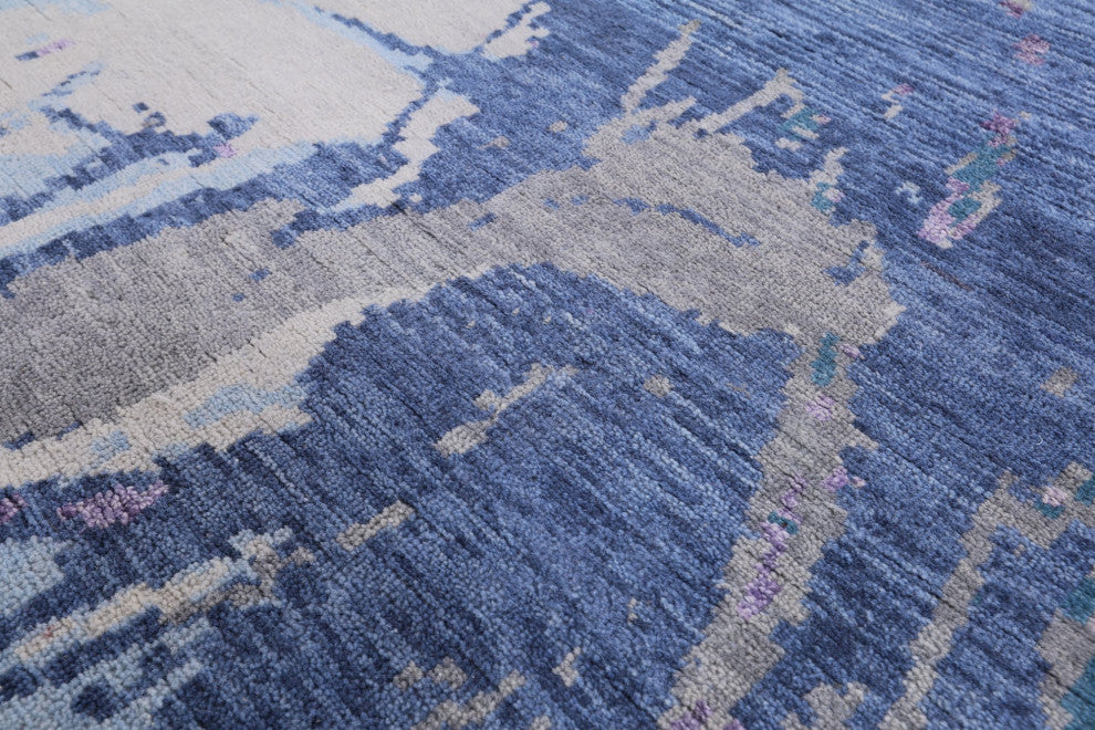 8' 1" X 9' 10" Wool and Silk Modern Hand Knotted Rug Q7097