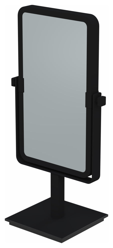 Rectangular Free Standing Mirror With 3X and 1X Magnification, Matte Black
