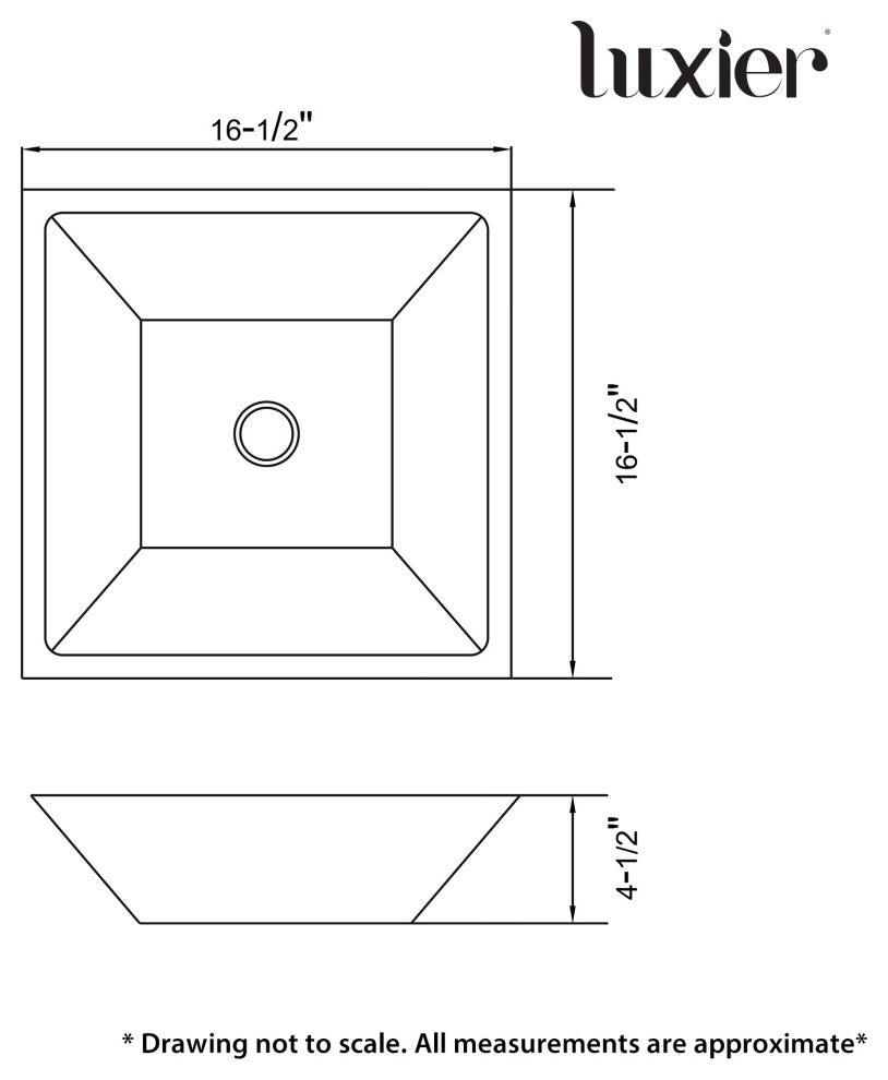 Luxier CS-006 Flat Square Bathroom Ceramic Vessel Sink Art Basin in White