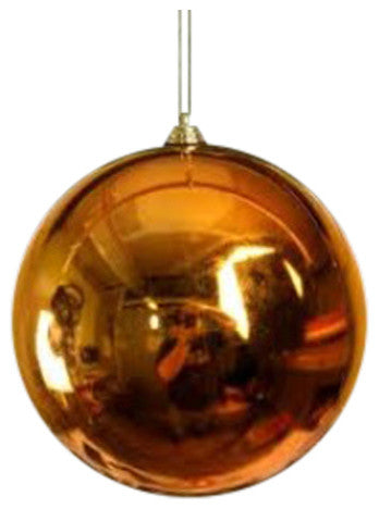 100Mm 4" Shiny Copper Green Ball Ornament With Wire  And Uv Coating