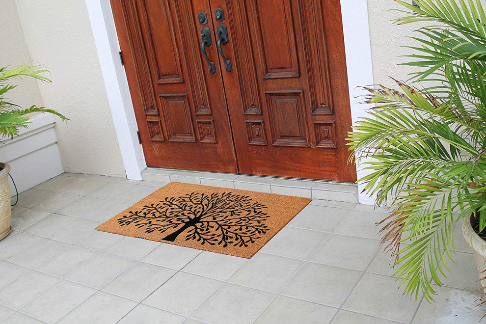Shredding Tree Fade Resistant 30"x48" Coir Double Door Mat,Flocking Technology