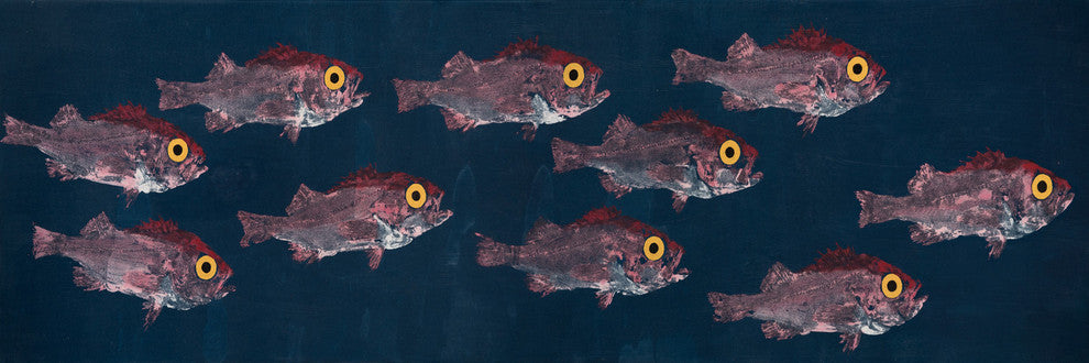 "Splitnose Rockfish" Painting Print on Wrapped Canvas, 30"x10"