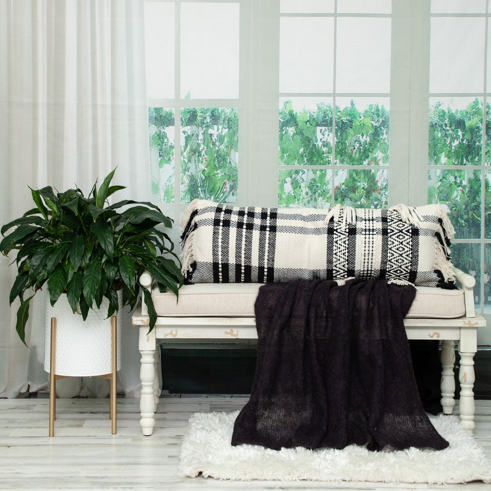 Black and White Geo Long Lumbar Throw Pillow