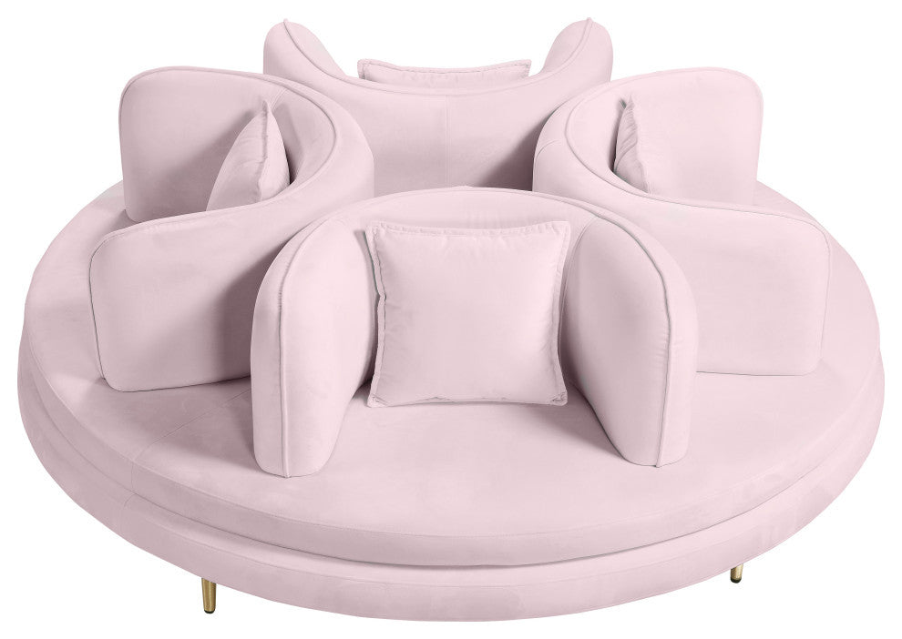 Circlet Velvet Upholstered Roundabout Sofa, Pink