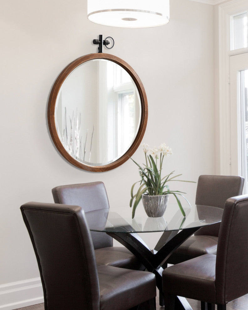 Hogan Decorative Framed Wall Mirror, Rustic Brown, 24"x28"