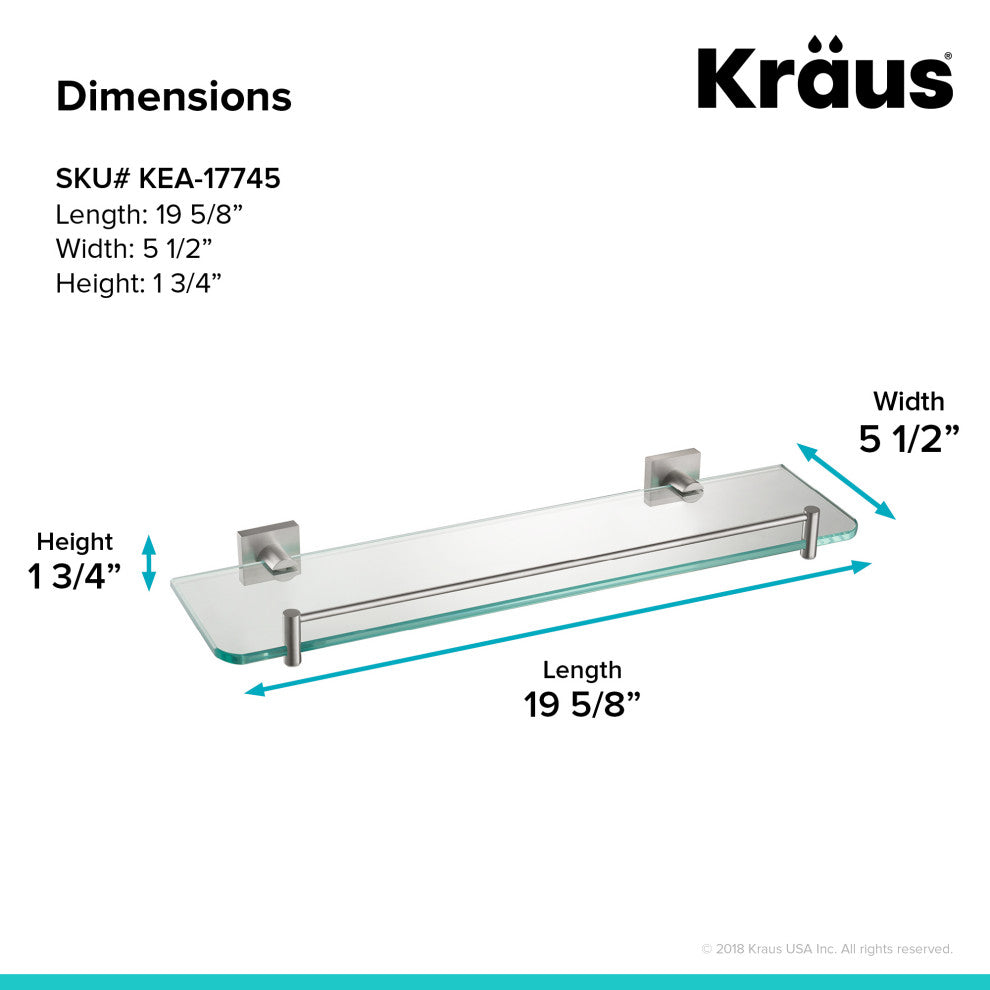 Ventus Bathroom Shelf, Brushed Nickel