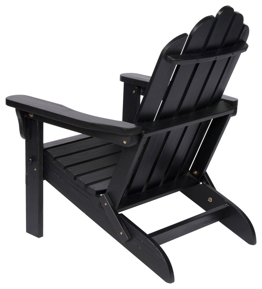 Shine Co. Marina II Cedar Wood Hydro-Tex Adirondack Folding Chair Black 4659BK