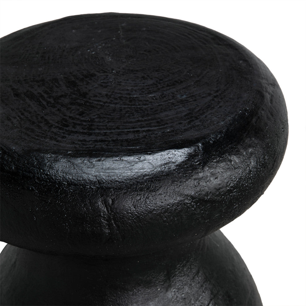 Samson Stool/Side Table, Black Burnt Resin
