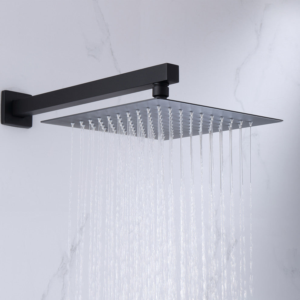 Wall Mounted Pressure Balanced Complete Shower System With Rough-In Valve, Matte
