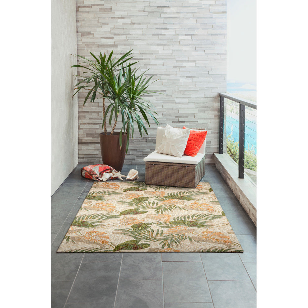 Ravella Tropical Leaf Indoor/Outdoor Rug Neutral, 3'6"x5'6'