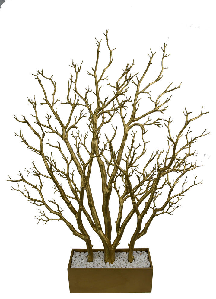 Dormant Tree With Wide Pot, Gold