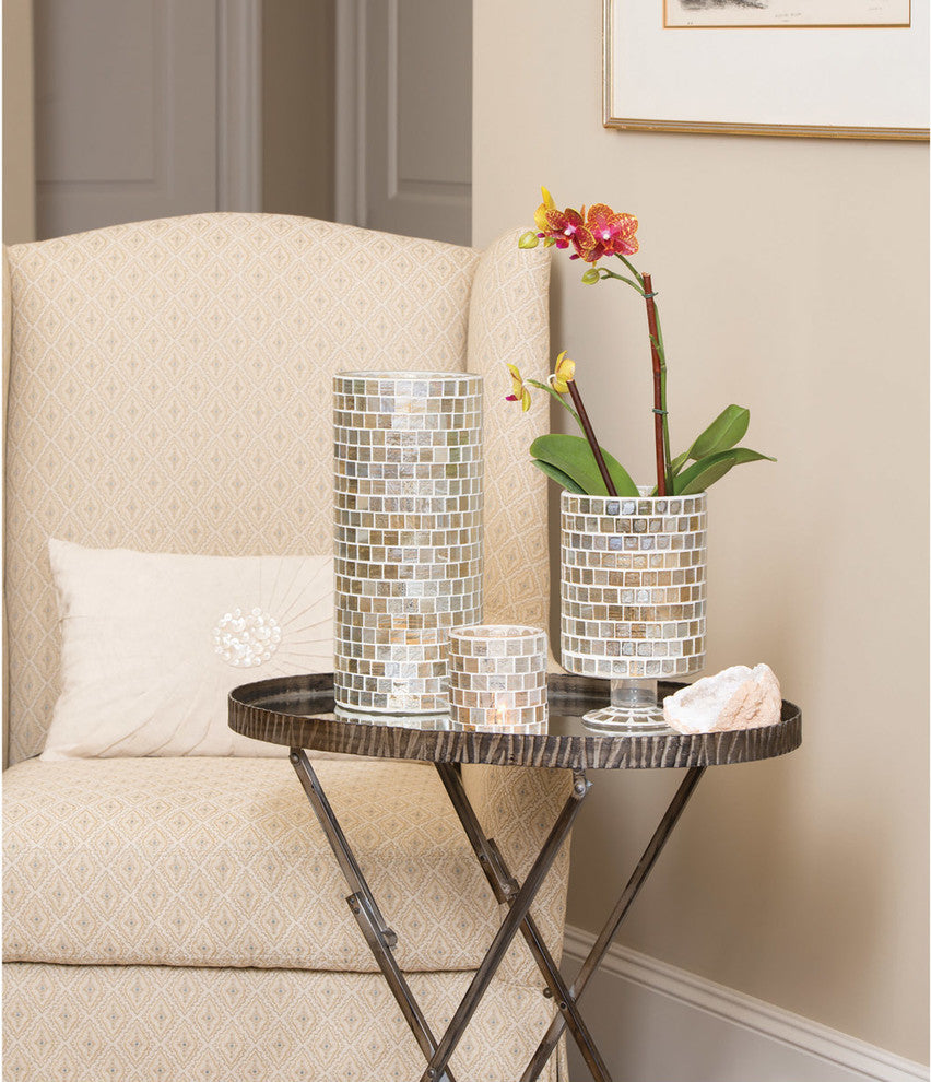 Pomeroy Lustress Vase, Silver Lining Mosaic