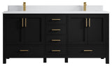 Malibu 72 Double Sink Bath Vanity in Black 1.5" White Quartz
