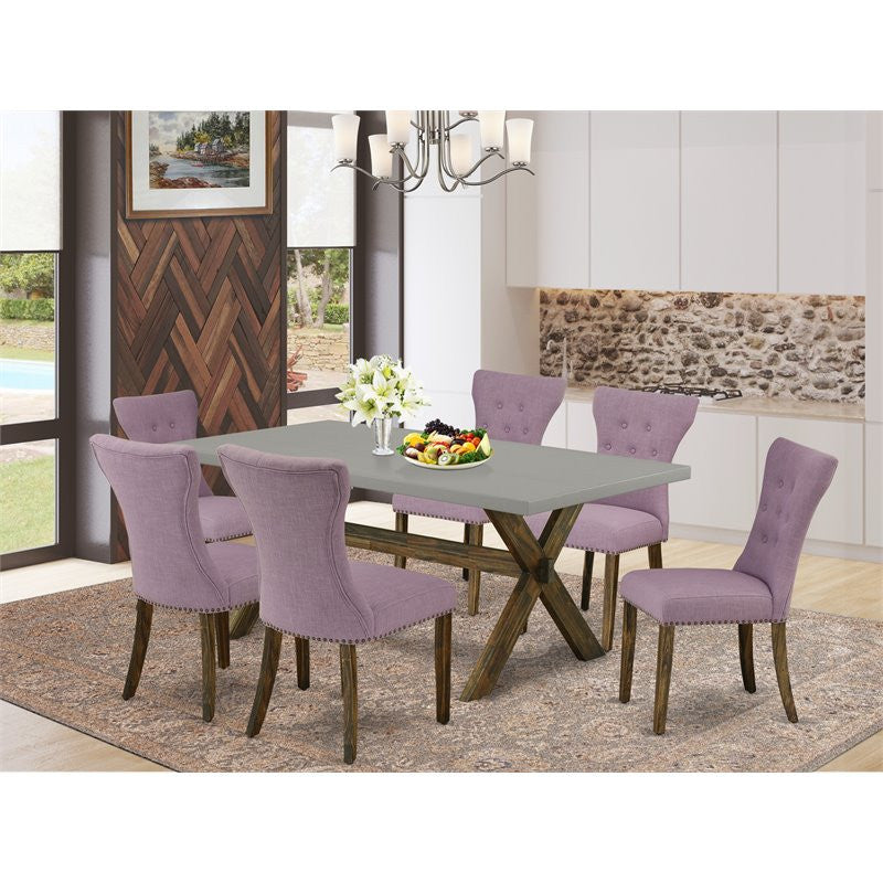 7-Piece Set, 6 Parson Dining Chairs and Dinette Table Hardwood Frame