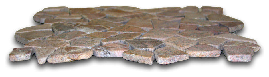 Natural river stone pebble tile, red mosaic, 12x12 sheet, eco-friendly