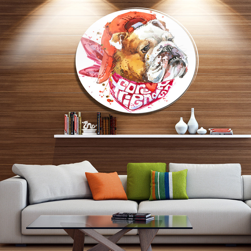 Forever Friends Funny Dog, Animal Disc Metal Artwork, 23"