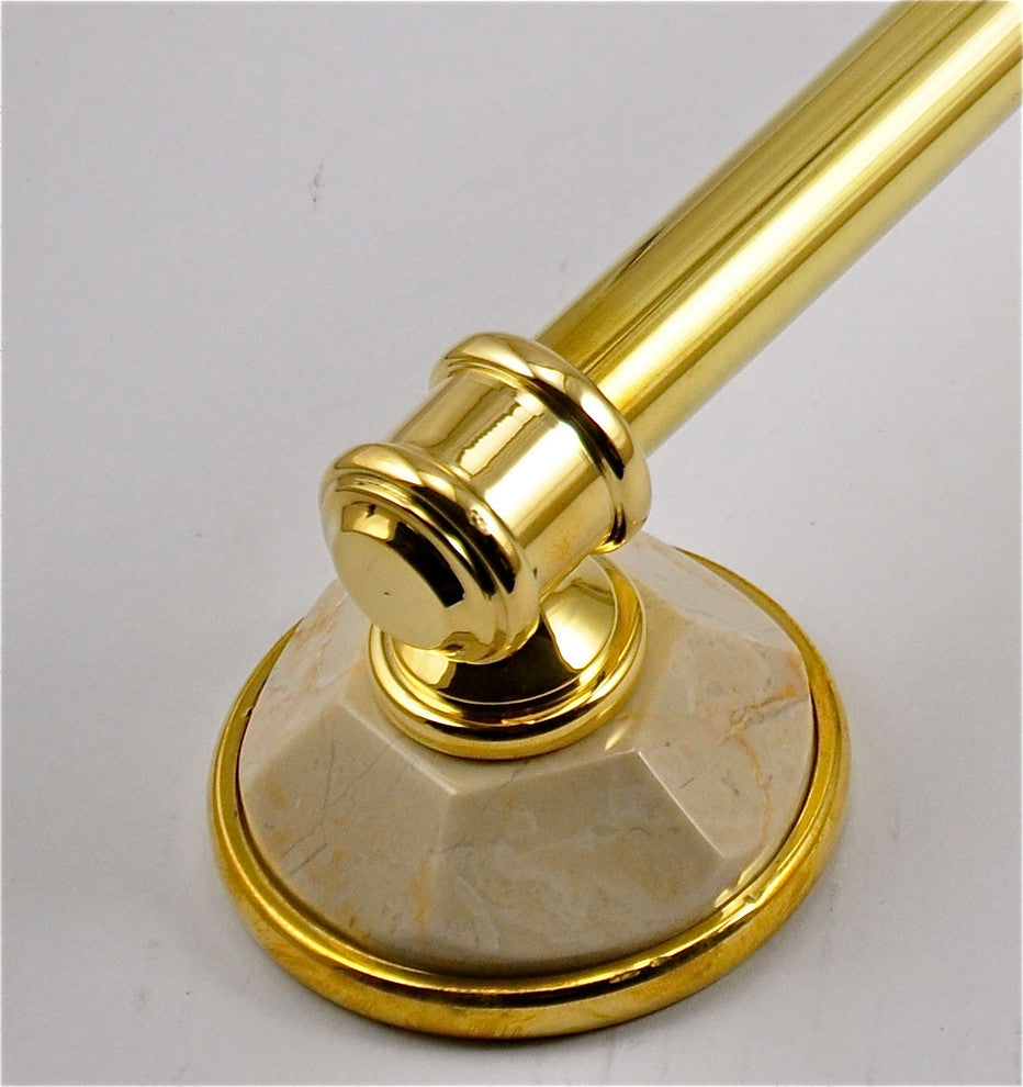 Towel Bar With Botticino Marbel Accents, Antique Bronze
