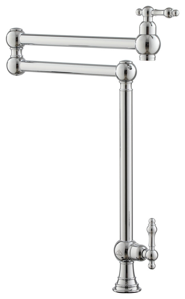Deck-Mounted Double Handle Pot Filler Kitchen Faucet Stove Faucet, Chrome Plating