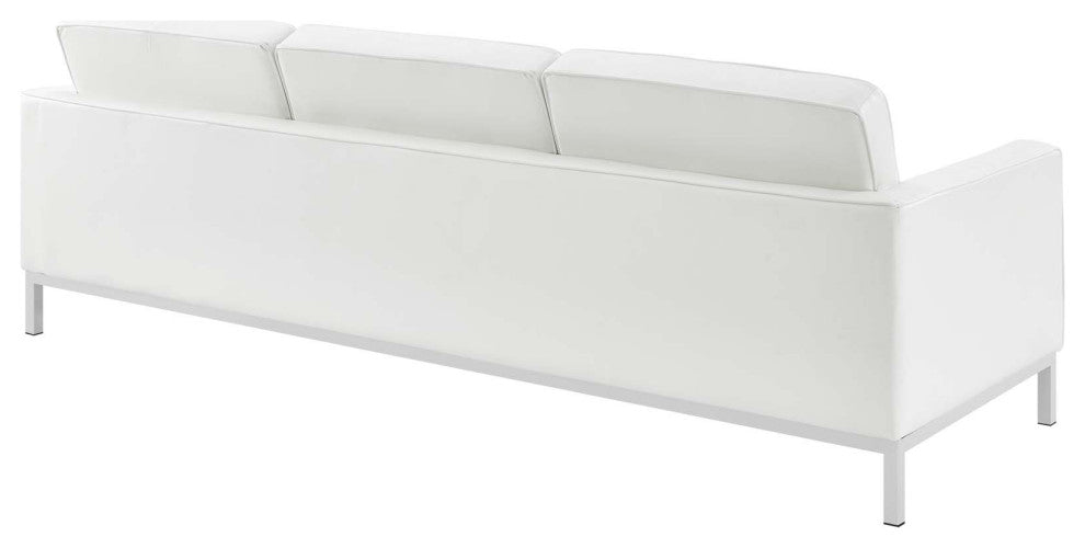 Cream White Loft 3 Piece Leather Sofa and Armchair Set