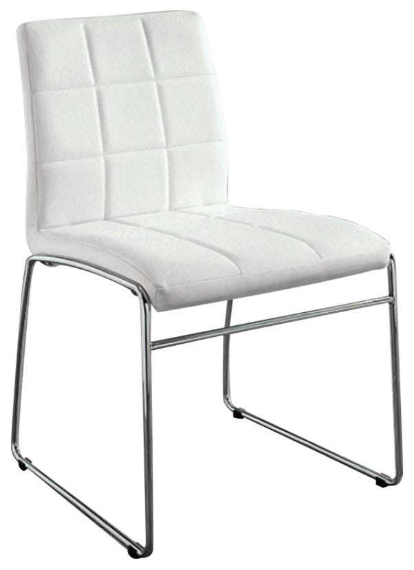 Oahu Contemporary Side Chair With Steel Tube, White Finish, Set Of 2
