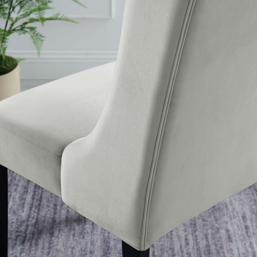 Side Dining Chair, Set of 2, Gray, Velvet, Modern, Cafe Bistro Hospitality
