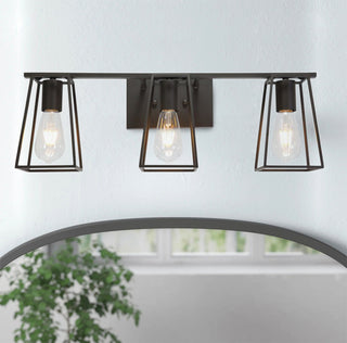3-Light Rustic Vintage Industrial Hollow Cage Dimmable Vanity Light Wall Light