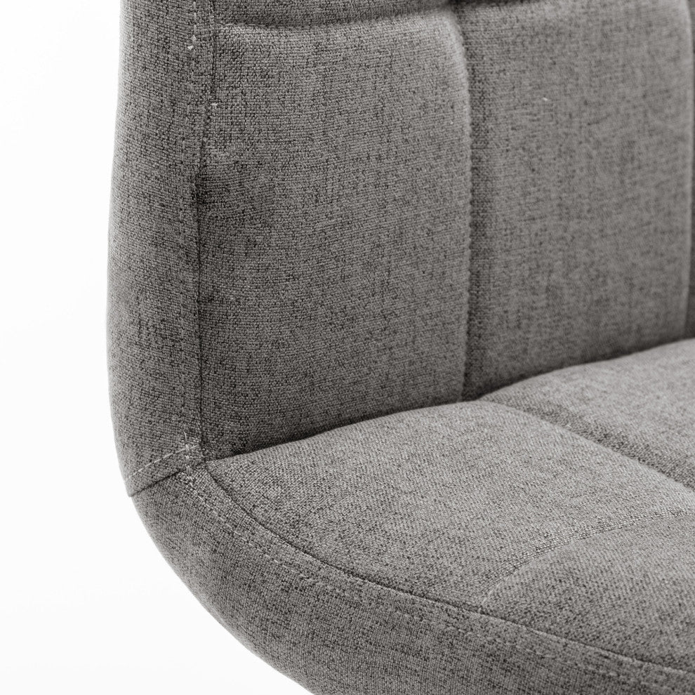 Set of 2 Armless Tufted Swivel Bar Stools, Gray-Fabric