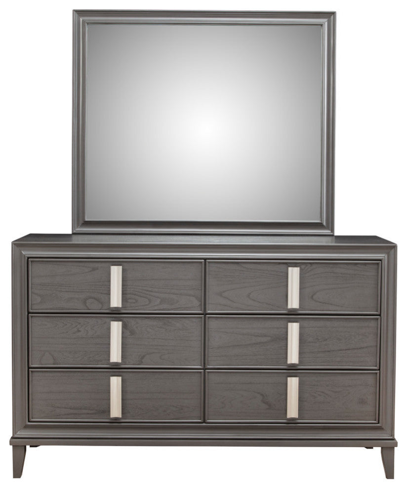 Lorraine 6 Drawer Dresser, Dark Grey