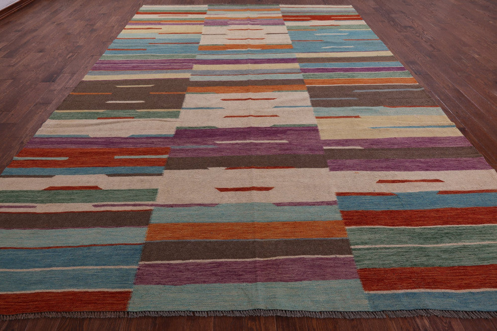 Kilim Flat Weave Wool On Wool Rug 9' 11" X 13' 6" - Q12590