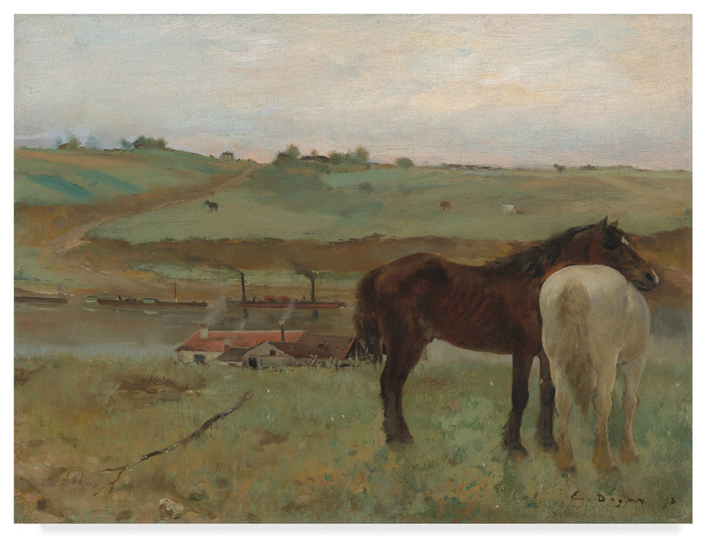 Edgar Degas 'Horses In A Meadow' Canvas Art, 47"x35"