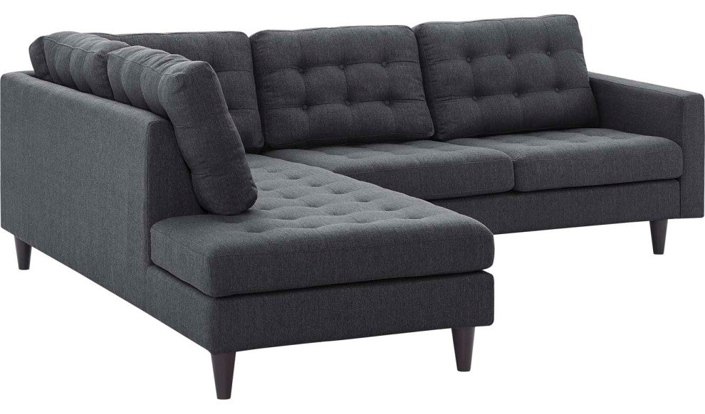 Gray Empress 2 Piece Upholstered Fabric Left Facing Bumper Sectional