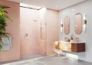 Umbra Frameless Wall Hinged Shower Door Towel Bar and Single Stationary Panel