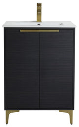 Wilmington Bath Vanity, Chestnut, 24 Inch, Satin Brass Hardware