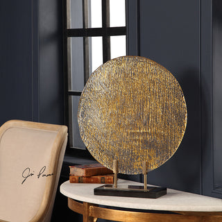 Elegant Bronze Gold Modern Art Glass Charger Stand | Flat Plate Disc Metallic