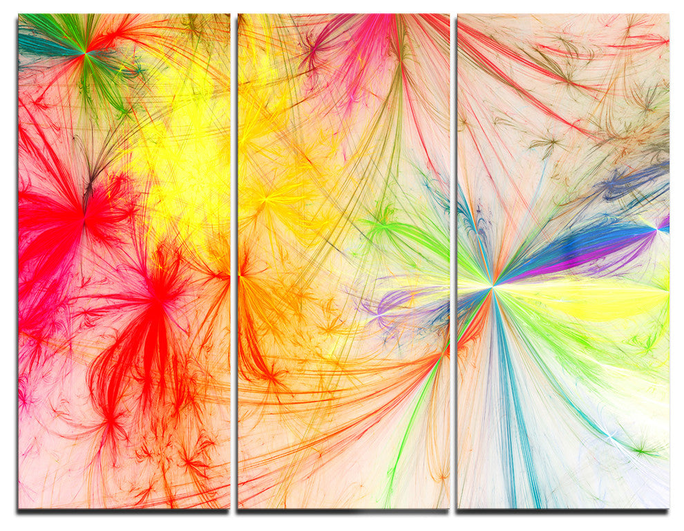 "Christmas Fireworks Colorful" Digital Metal Wall Art, 3 Panels, 36"x28"