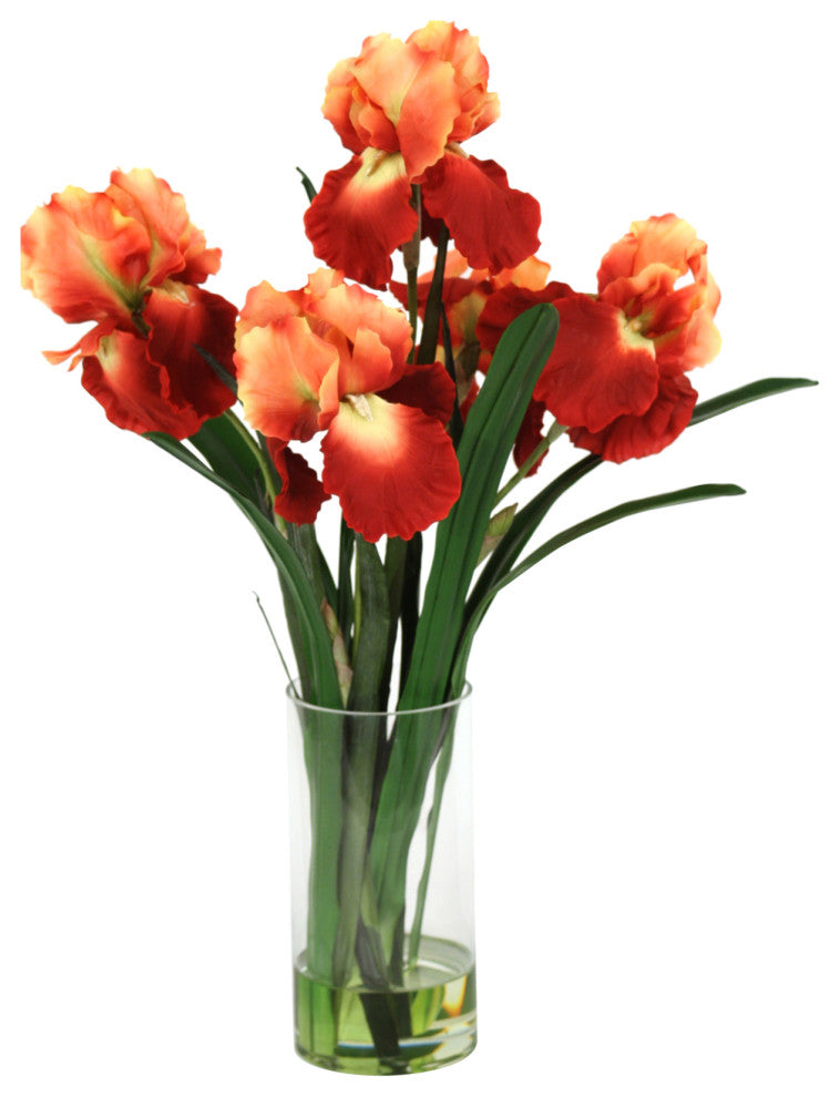 WaterlookÂ® Rust Gold Iris with Blades in Glass Cylinder