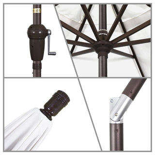 9' Bronze Auto-Tilt Crank Aluminum Umbrella, Pacifica, Brick